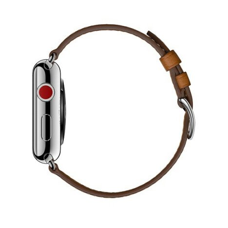 Curea iUni compatibila cu Apple Watch 1/2/3/4/5/6/7, 38mm, Single Tour, Piele, Maro